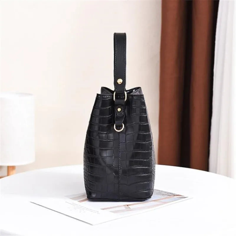 Vintage Stone Suede Bucket Bag – Women's Tote