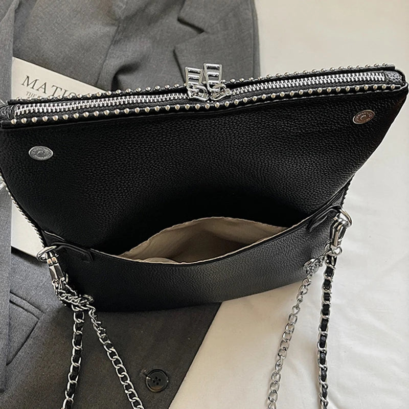 Textured Chain Square Bag – Retro Crossbody Shoulder Bag