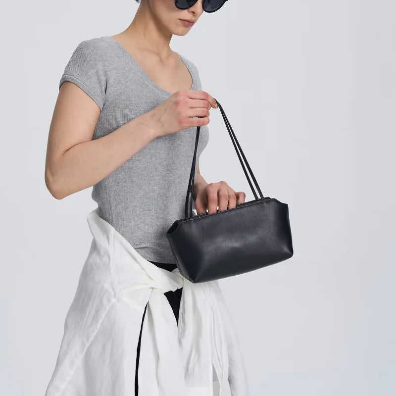 Lambskin Leather Handbag – Togo Commuter Shoulder Bag