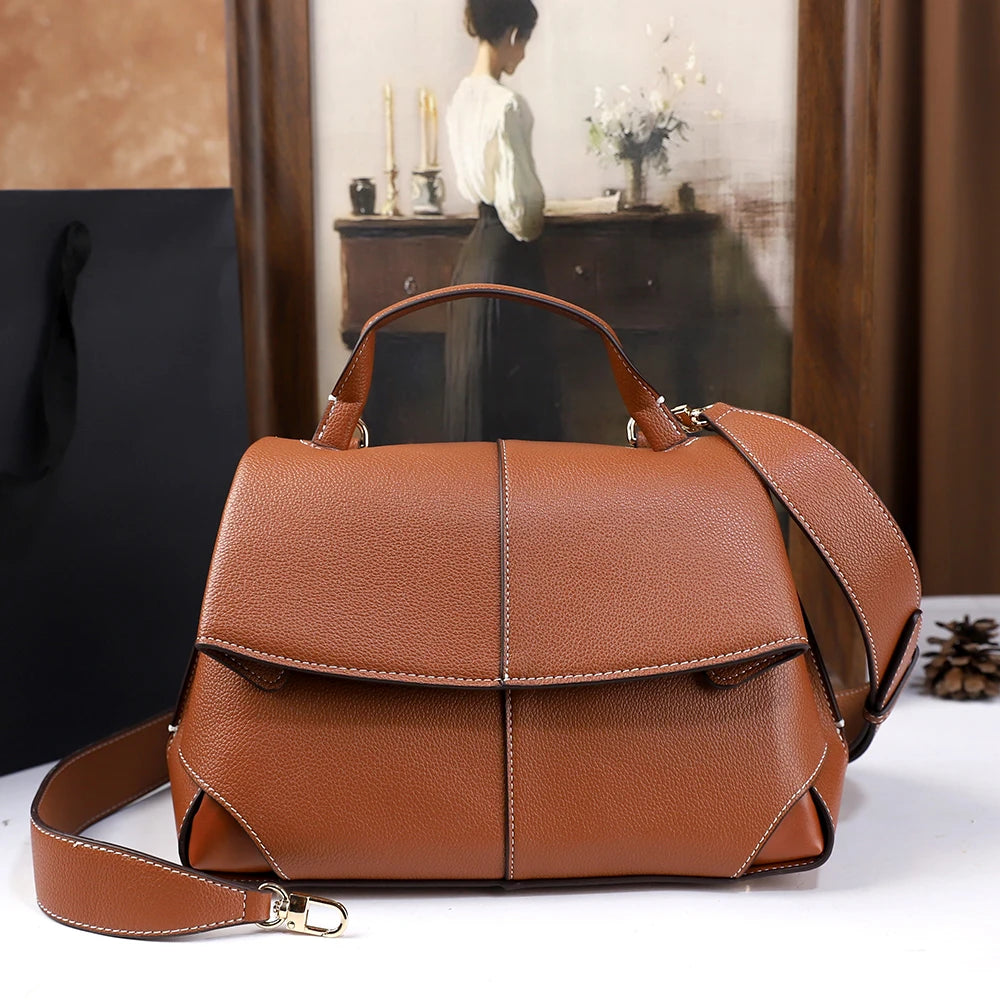 Retro Solid-Colour Commuter Handbag