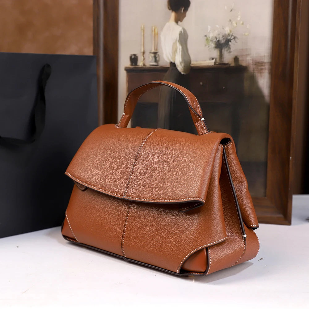 Retro Solid-Colour Handbag – Versatile Crossbody Commuter