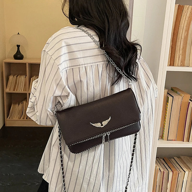 Textured Chain Square Crossbody Bag
