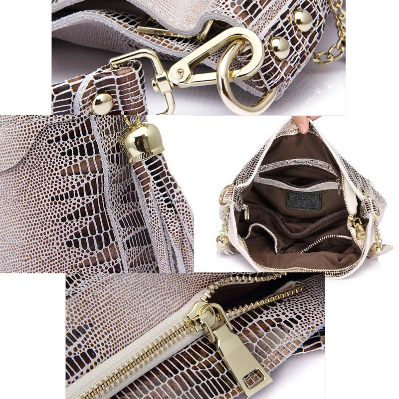Genuine Leather Bucket Bag – Embossed Suede Crossbody