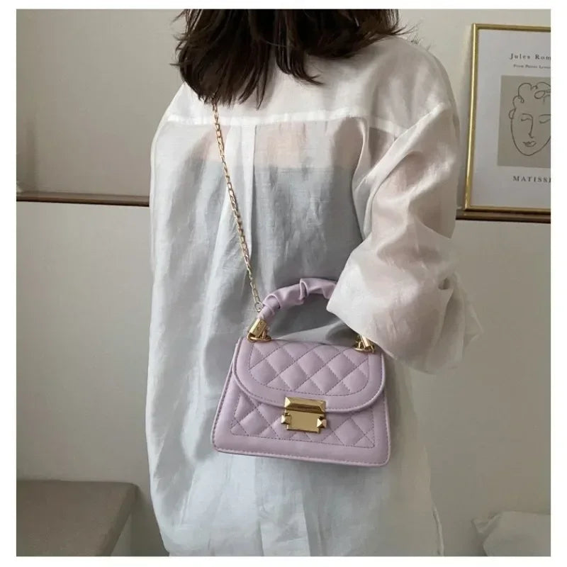 Rhomboid Chain Mini Bag – PU Leather Crossbody